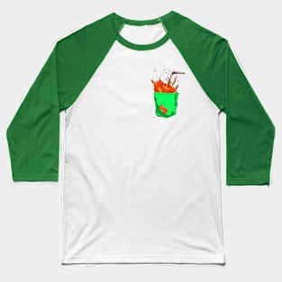 Fizz-tastic Pocket Splash - Orange Soda Drink with Red and White Straw Baseball T-Shirt